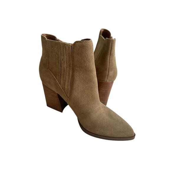 MARC FISHER Tan Suede Heels Ankle Boots Size 6 - Picture 3 of 8